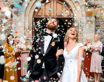 Confettis arc-en-ciel en papier de riz | Lot de mariage biodégradable soluble dans l'eau | Confettis colorés écologiques en vrac