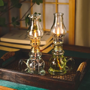 3.5/5 FL OZ 100/140ML Oil Lamps for Indoor Use with Fire Control Knob, Kerosene Lamps / Lanterns, Hurricane Lamp with Adjustable Fire Wick