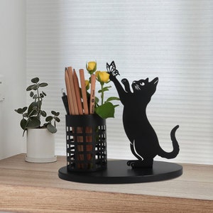 Black Cat Gift for Her Gift for Cat Lovers Cat Decor for Home Cute Cat Pen Holder Cat Lover Gift Pencil Holder Office Desk Accessories