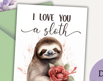 Te amo una tarjeta del día de San Valentín perezoso Descarga instantánea tarjeta imprimible para esposa, tarjeta del día de San Valentín perezoso, te amo mucho tarjeta perezosa