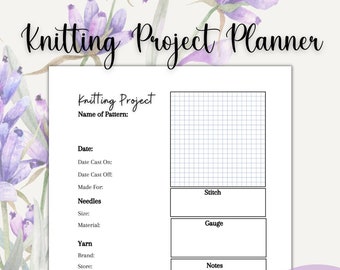 Knitting Pattern Project Planner, Knitting Notebook, Knitter's Journal, Knitting Patterns, Knitting Pattern Template, Knitter's Planner
