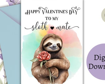Perezoso Día de San Valentín para esposa Tarjeta del día de San Valentín para alma gemela Tarjeta feliz de San Valentín para novia Eres mi alma gemela Tarjeta para novio