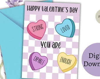 Fuerte amado capaz y suficiente tarjeta de novia imprimible del día de San Valentín para novia, linda tarjeta del día de San Valentín Descarga instantánea