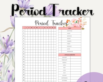 Period Tracker Printable, Health Tracker, Menstrual Cycle Tracker