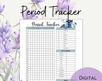 Seguimiento del período imprimible para Bullet Journal Health Tracker Seguimiento del ciclo menstrual para hábitos saludables
