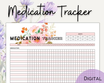 Rastreador de medicamentos imprimible, seguimiento de hábitos saludables, resolución de año nuevo