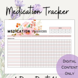 Medikation Tracker zum Ausdrucken, Gesunde Gewohnheiten Tracking, Neujahrsvorsatz