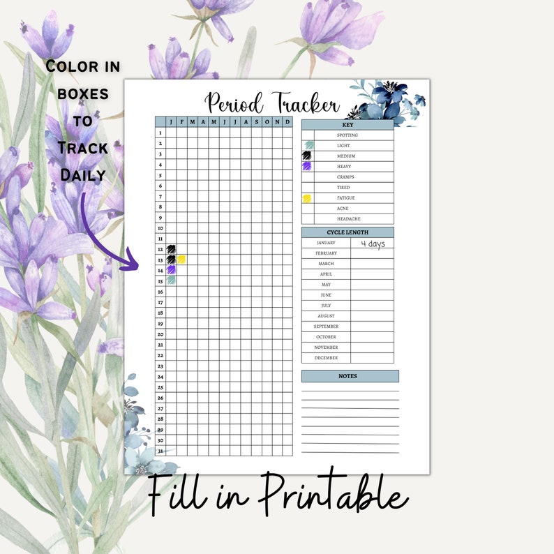 Bullet Journal Period Tracker Printable