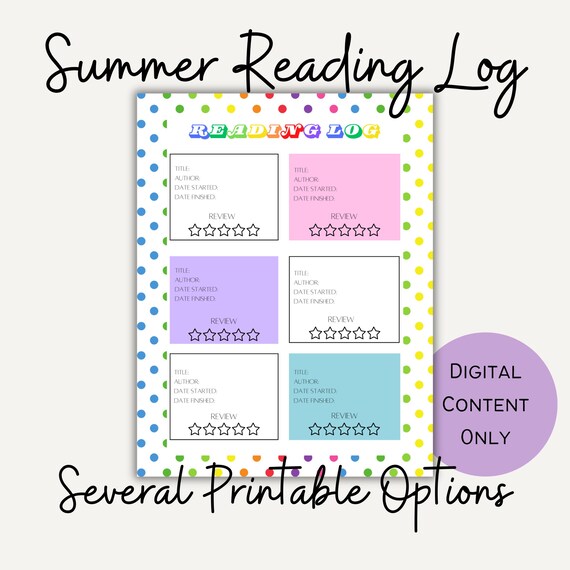 Summer Reading Tracker for Kids, Reading Challenge for Children, Track Reading Progress, Summer Activities, Kids Reading Chart