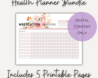 Planificador de seguimiento de salud para la salud física y mental, seguimiento del período, seguimiento del estado de ánimo, registro de medicación, diario de migraña para el seguimiento de la migraña