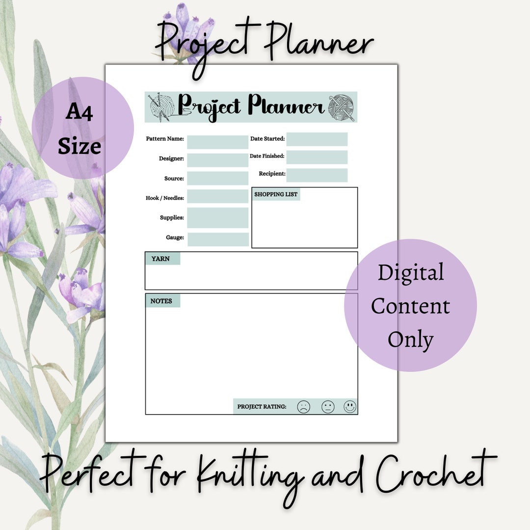 Crochet Project Planner, Knitting Project Planner, Knitting Pattern