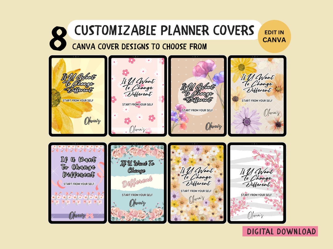 Printables Planner and Notebook Covers Using Canva Template - Etsy ...