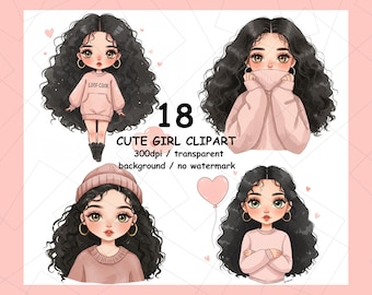 Girl Clip Art,Cartoon Clipart PNG,Cute Girl Clipart,Girl Sticker, Girl Clipart Face,Kawaii Girl Stickers, Girl Clipart PNG