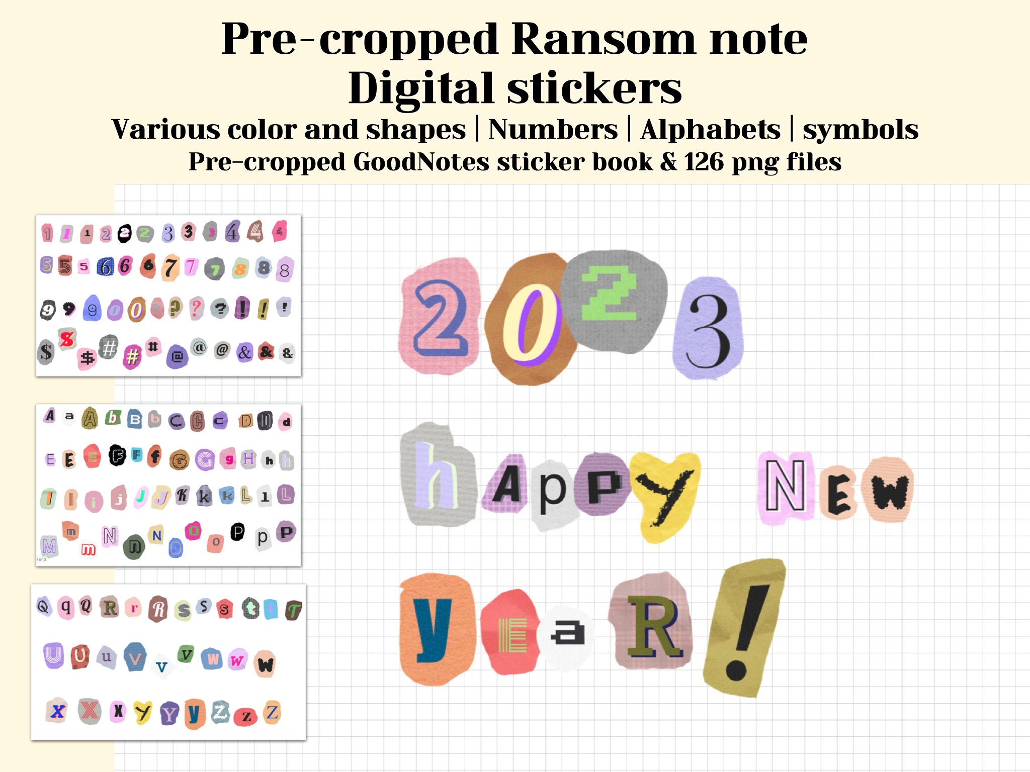 Y2K Goodnotes Stickers, Ransom Note, Magazine Cut Out Letters, Pre ...