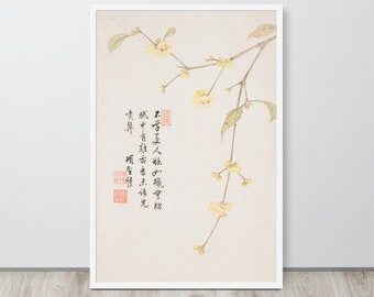 Wintersweet Blossom from a Flower Album of Ten Leaves (1656) painting by Xiang Shengmo - Framed Digital Print