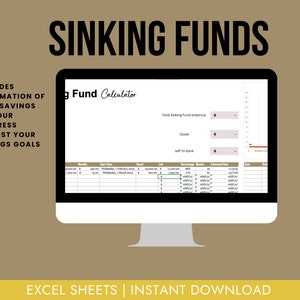 Sinking Fund calculator Excel Template- Gold Minimalist