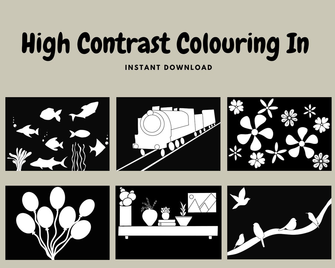Dementia High Contrast Colouring In, Printable Colouring, Dementia