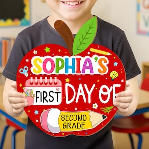 Custom Name First and Last Day School Sign, Back to School Photo Board for Kindergarten, Preschool Back To School Dry Erase Sign, Kid Gifts