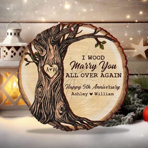 5th Anniversary Gift, 5th Year Anniversary Gift for Couple, Custom Wood Anniversary Gift, Wedding Oranment for Wife Husband, Family Keepsake