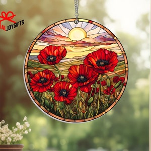 Poppy Flower Red Suncatcher Acrylic Hanging, Poppy Flower Decor Gift, Poppy Flower, Nature Lover Gifts, Remembrance Gift, Floral Home Decor