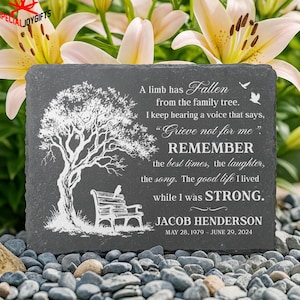 Personalized Memorial Garden Stone,Custom Slate Remembrance Stone with Poem, Outdoor Tribute – Memorial gift,In memory of, A Limb Has Fallen