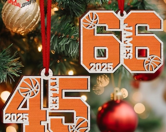Custom Basketball Ornament, Basketball Number Christmas Gift, Basketball Gift, Basketball Player, Basketball Team Gift Basketball Coach Gift