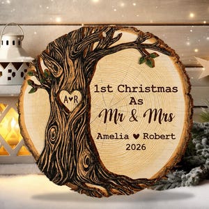 First Christmas as Mr & Mrs Decoration, First Christmas Married Keepsake, Married First Christmas Wooden Ornament, Mr Mrs Ornament, Married