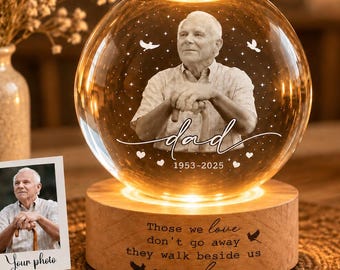 Custom Photo Memorial Night Light, Mom Loss Crystal Ball Light, Mom Remembrance Gift, Dad Memorial Gift, Loss of Father Gift, Sympathy Gift