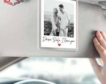 Couple Photo Car Visor Clip Gift For Him, Drive Safe Gift, Couple Valentine Day, Husband Gift Drive Safe Sun Visor Clip, Car Accessorie