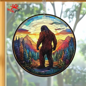 Bigfoot ACRYLIC Window Hanging Art, Bigfoot Ornament, Sasquatch Sun Catcher, Bigfoot Lover Gift, Unique Sasquatch Hanging Window, Nature