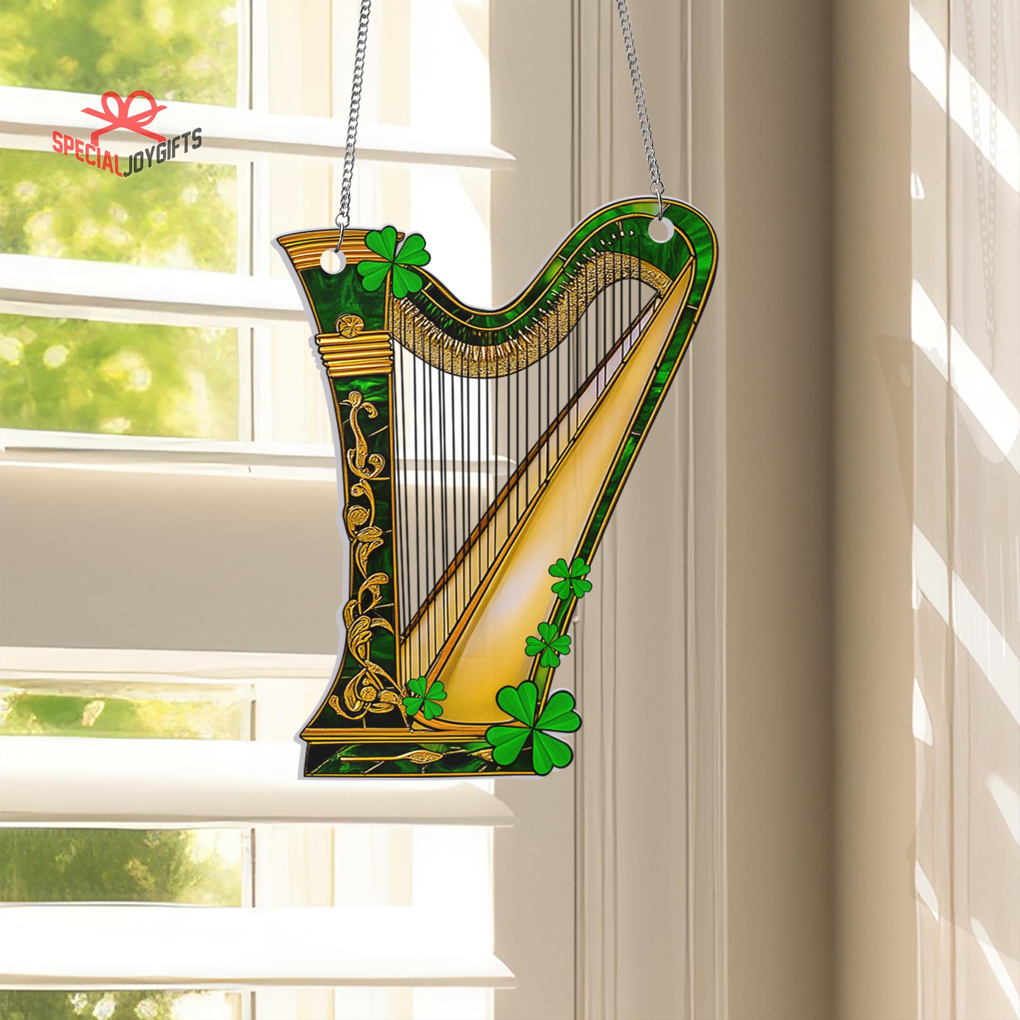Harp Sign Irish Harp Suncatcher Hanging Sign, Celtic Harp, Ireland Gift, Irish ...