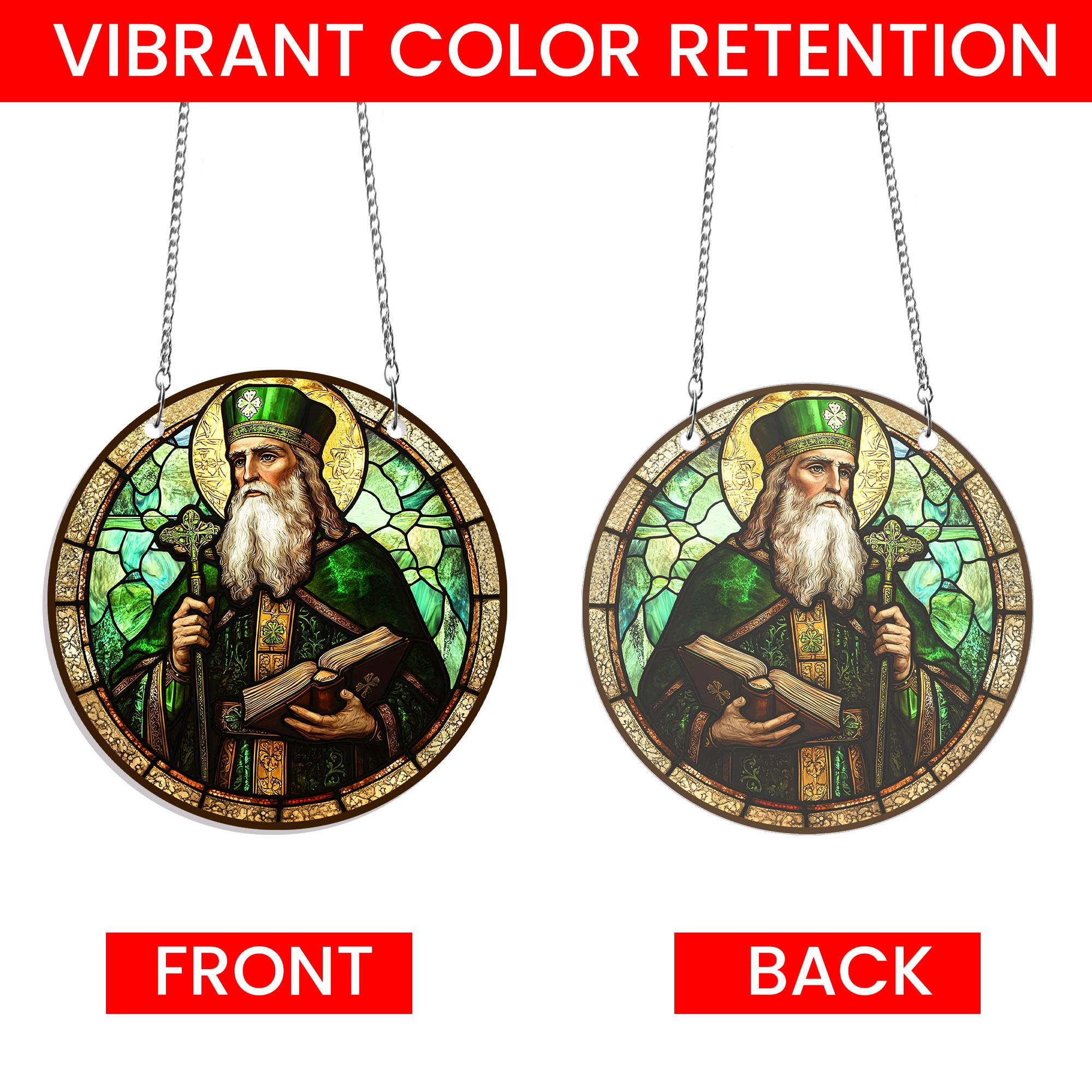 St. Patrick Religious Icon Pattern Saint Patrick Suncatcher Acrylic Window Hanging, Catholic Icon of St ...