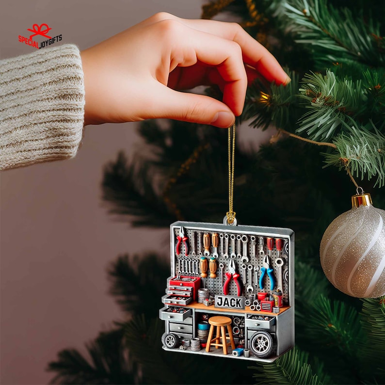 Personalized Mechanic Tool Box 2D Flat Acrylic Ornament, Tools Garage