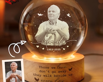 Custom Photo Memorial Night Light, Mom Loss Crystal Ball Light, Mom Remembrance Gift, Dad Memorial Gift, Loss of Father Gift, Sympathy Gift