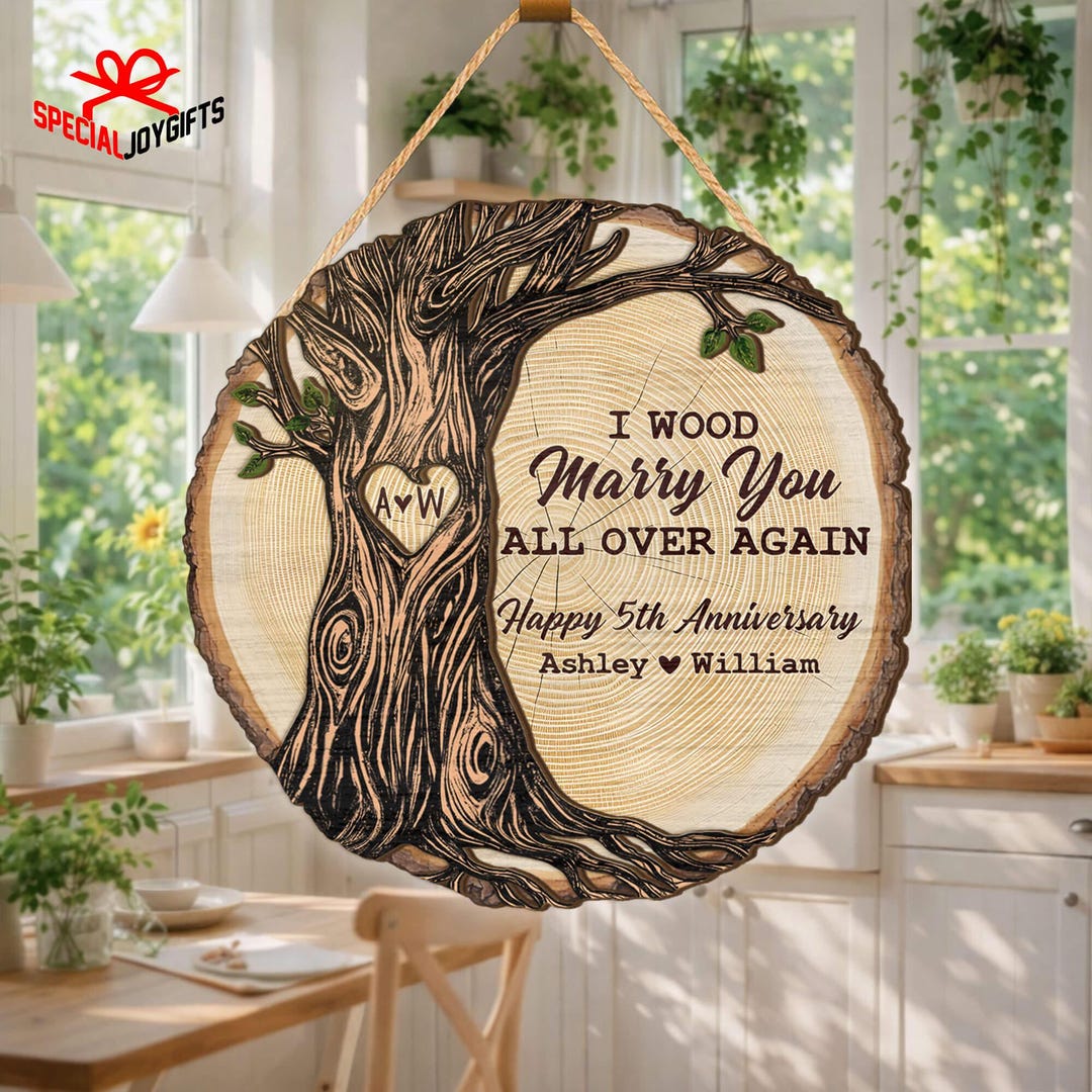 Personalized 5th Anniversary Wooden Sign, Wood Anniversary Gift, Custom ...