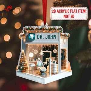 Personalized Dental 2D Flat Printed Acrylic Ornament Not 3D,Dentist Christmas Gift,Dental Assistant ,Dental Hygienist,Dental Squad Ornament