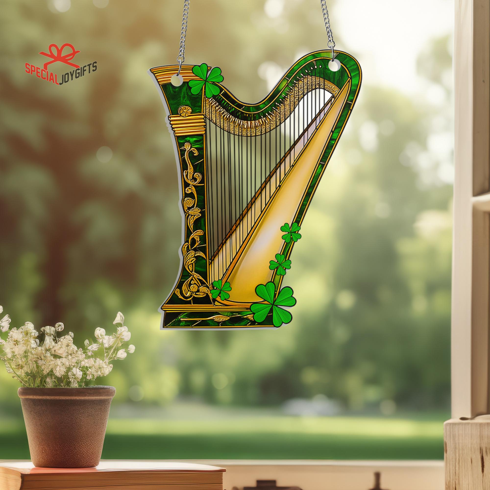 Harp Sign Irish Harp Suncatcher Hanging Sign, Celtic Harp, Ireland Gift, Irish ...