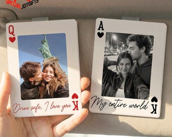 Personalized Couple Photo Car Visor Clip, Drive Safe Gift, Valentines Gift for Him, Gifts for Boyfriend, Husband, Couple Picture Car Decor