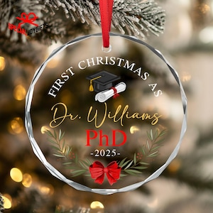 Personalized PhD Christmas Ornament, Custom PhD Graduation Gift, New PhD Doctor Gift, PhD Doctorate Graduation Gifts, Doctoral Gifted Doctor