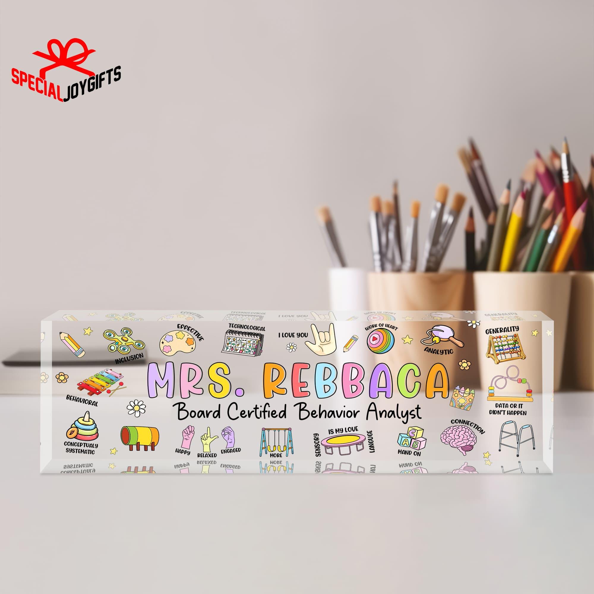 Behavior Analyst Gift Custom Name Sign, BCBA Gift, BCBA Acrylic Desk Name Plate,Back To School, Teacher Gift, Name Plate For Desk,  ABA Gift