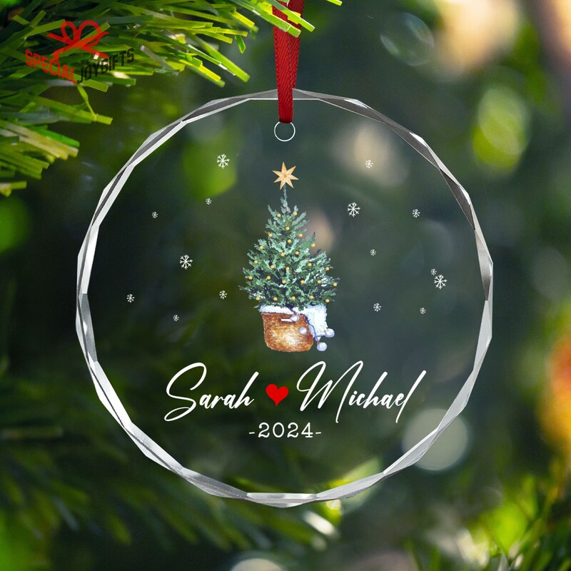 Ornement Noël Personnalisé "Notre Premier Noël" - Boule En Verre 8 Cm - Impression UV - Cadeau Couple, Famille - 3