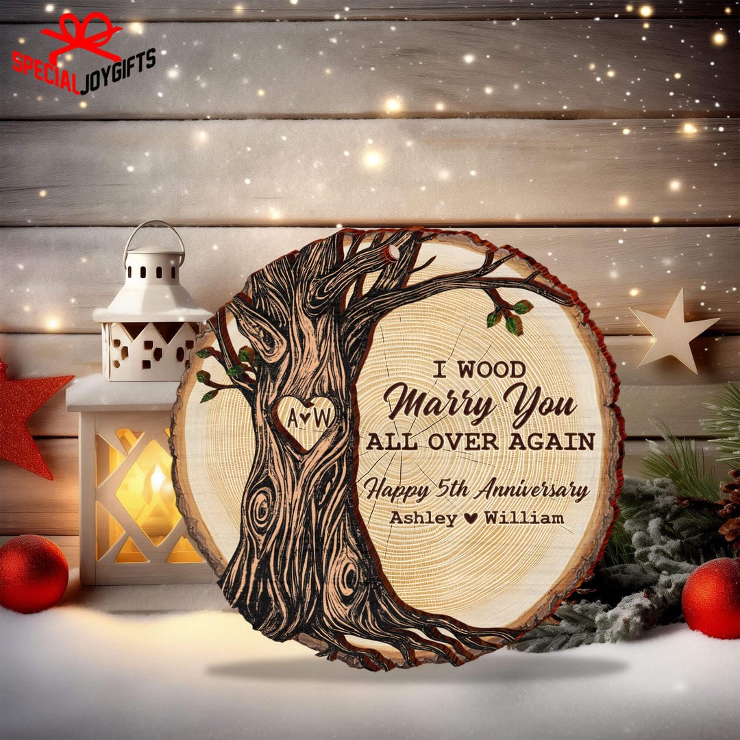 5th Anniversary Gift, 5th Year Anniversary Gift for Couple, Custom Wood ...