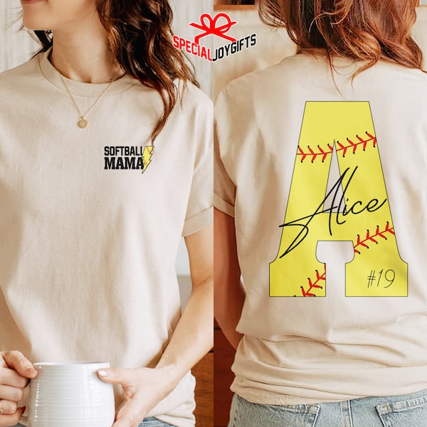 Custom Softball Mama Shirt, Softball Alphabet Number Shirt, Softball Mama Shirt, Gift For Mom, For women, Sport Mom Gift, Softball Game Day