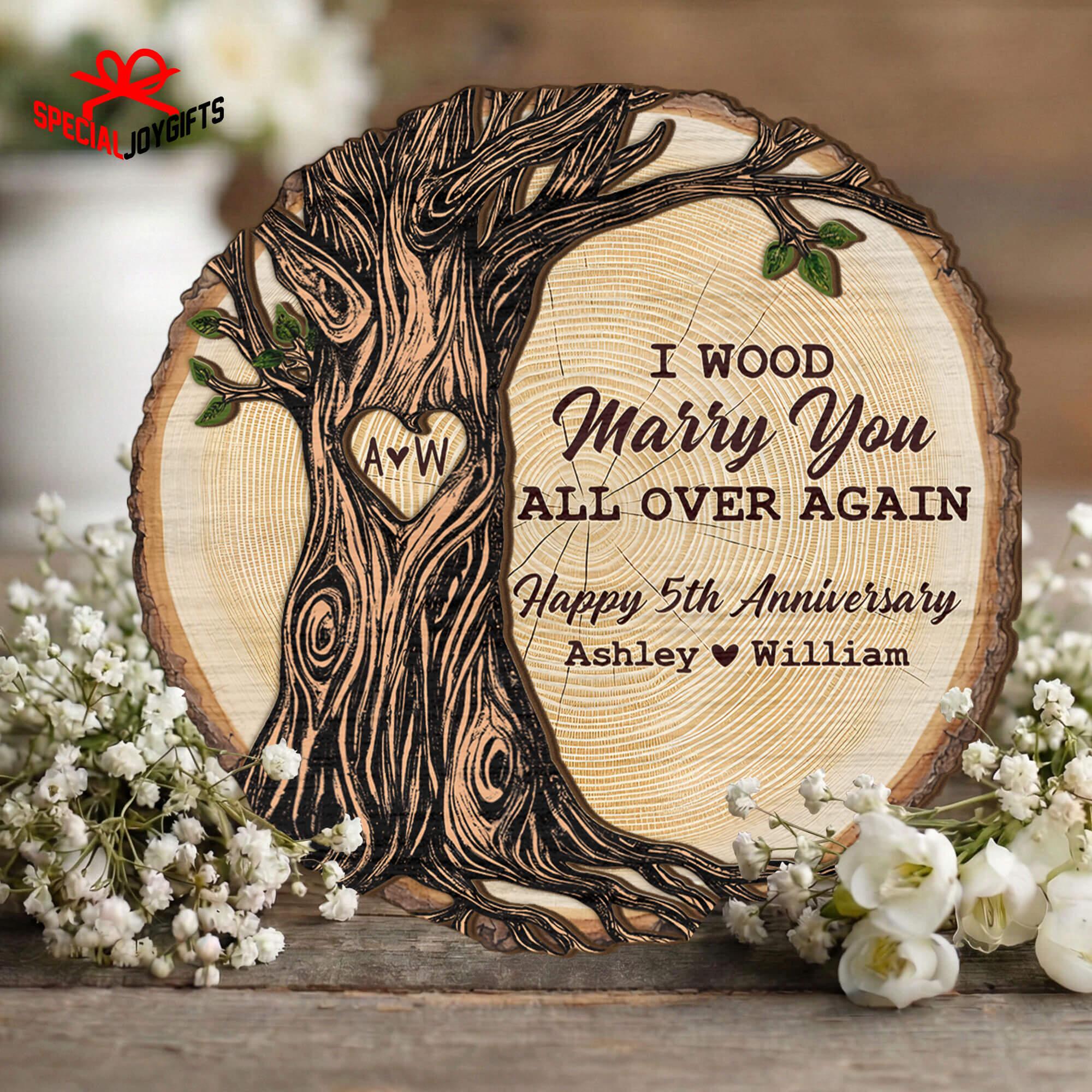 Personalized 5th Anniversary Wooden Sign, Wood Anniversary Gift, Custom ...