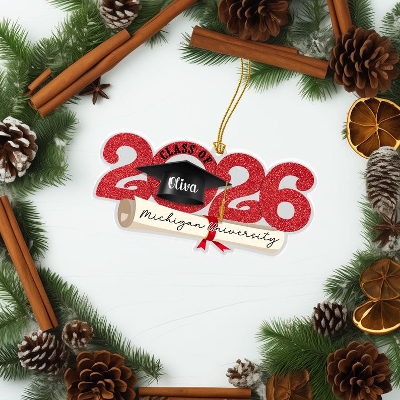 Personalized Graduation Ornament, Personalized Class of 2026 Ornament ...