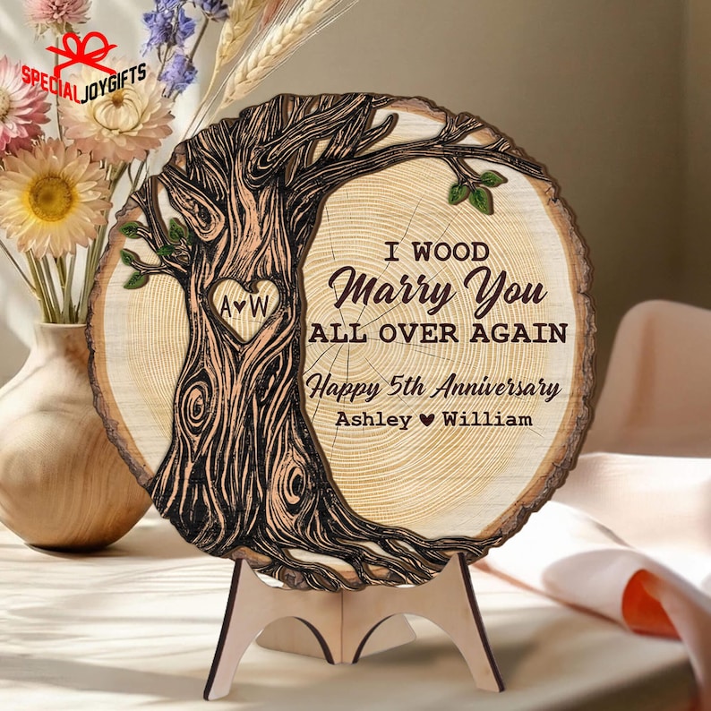 Personalized 5th Anniversary Wooden Sign, Wood Anniversary Gift, Custom ...