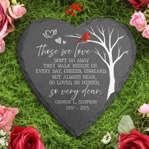Those We Love Don&#39;t Go Away Stone, Cardinal Memorial Stone, Remembrance,Bereavement Gift, Sympathy Gifts for Loss of Loved One,Memorial Gift