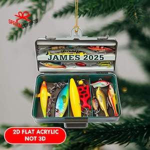 Fishing Tackle Box 2D Flat Acrylic Ornament Not 3D, Fisherman Ornament, Fishing Dad Ornament, Christmas Gifts Tackle Box, Gifts for Him