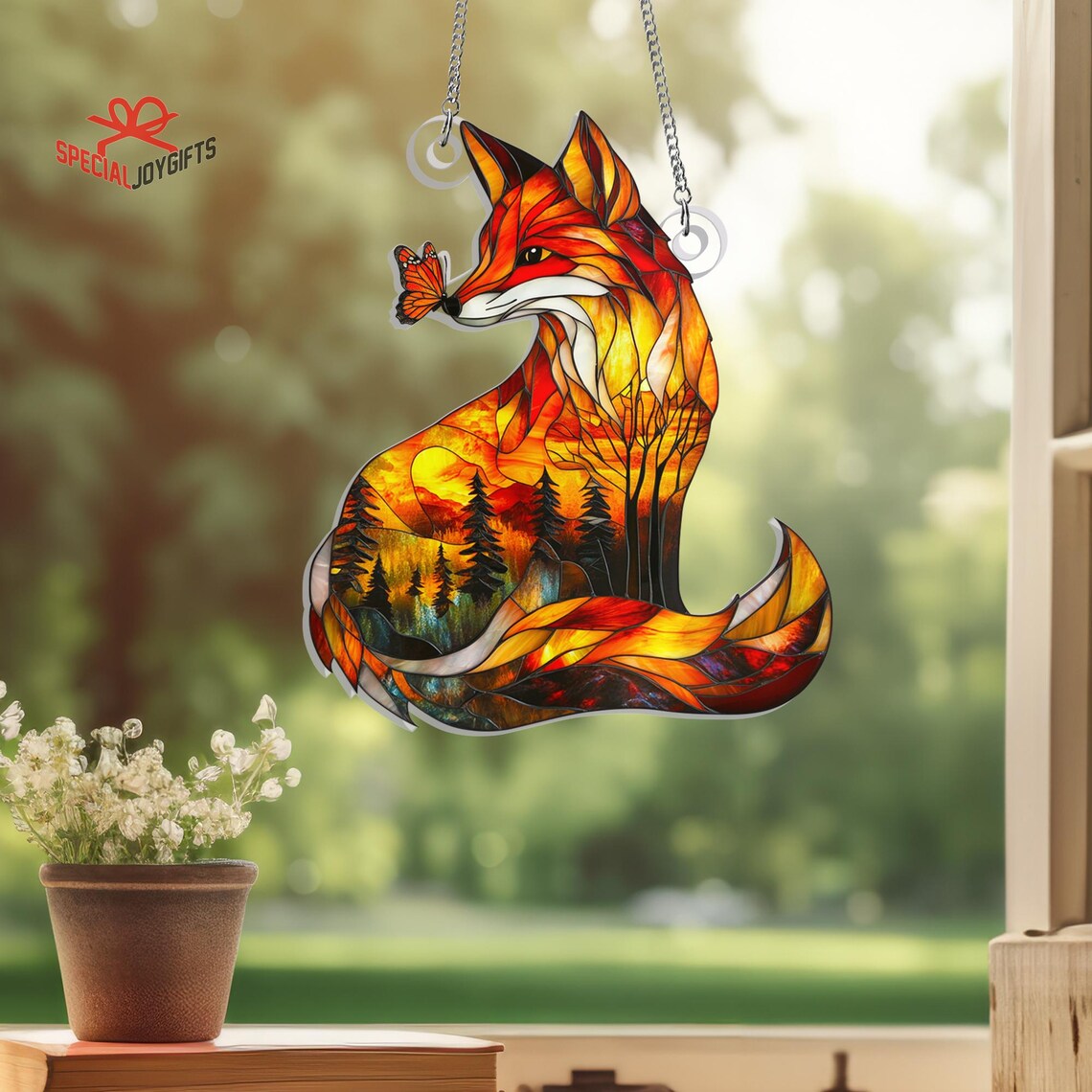 Fox Window Forest Fox Acrylic Suncatcher Hanging, Fox Window Hanging, Fox Home ...