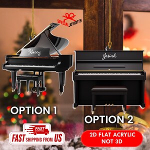 Piano Ornament, Personalized Music Ornament 2D Flat, Piano Christmas Ornament, Musician Xmas Gift, Piano Lovers Gifts, Piano Player Ornament